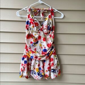 NWOT Sz-XXL Women’s One Piece Cute Floral🩱Swimsuit-Worn 1x, Fits L & XL, Clean🎄